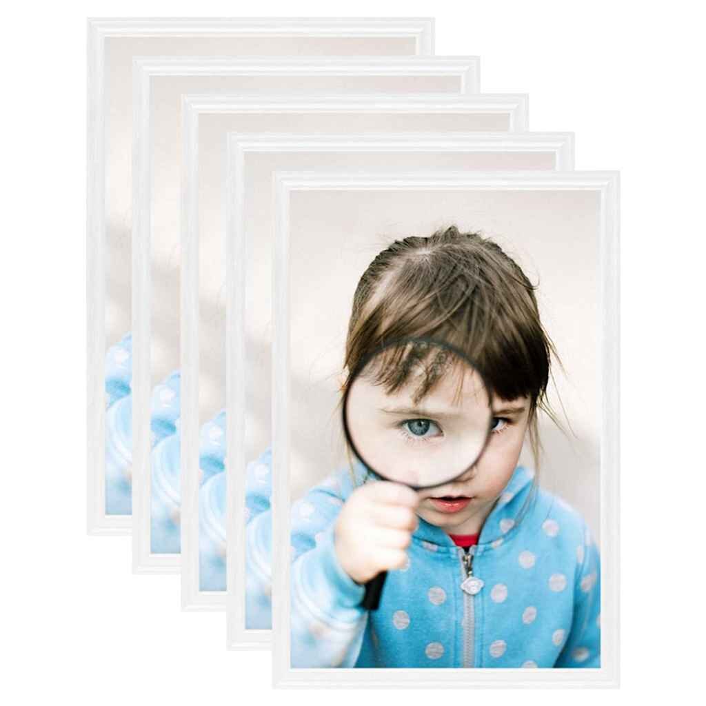 vidaXL Фоторамки за колаж 5 бр за маса бели 21x297 см МДФ