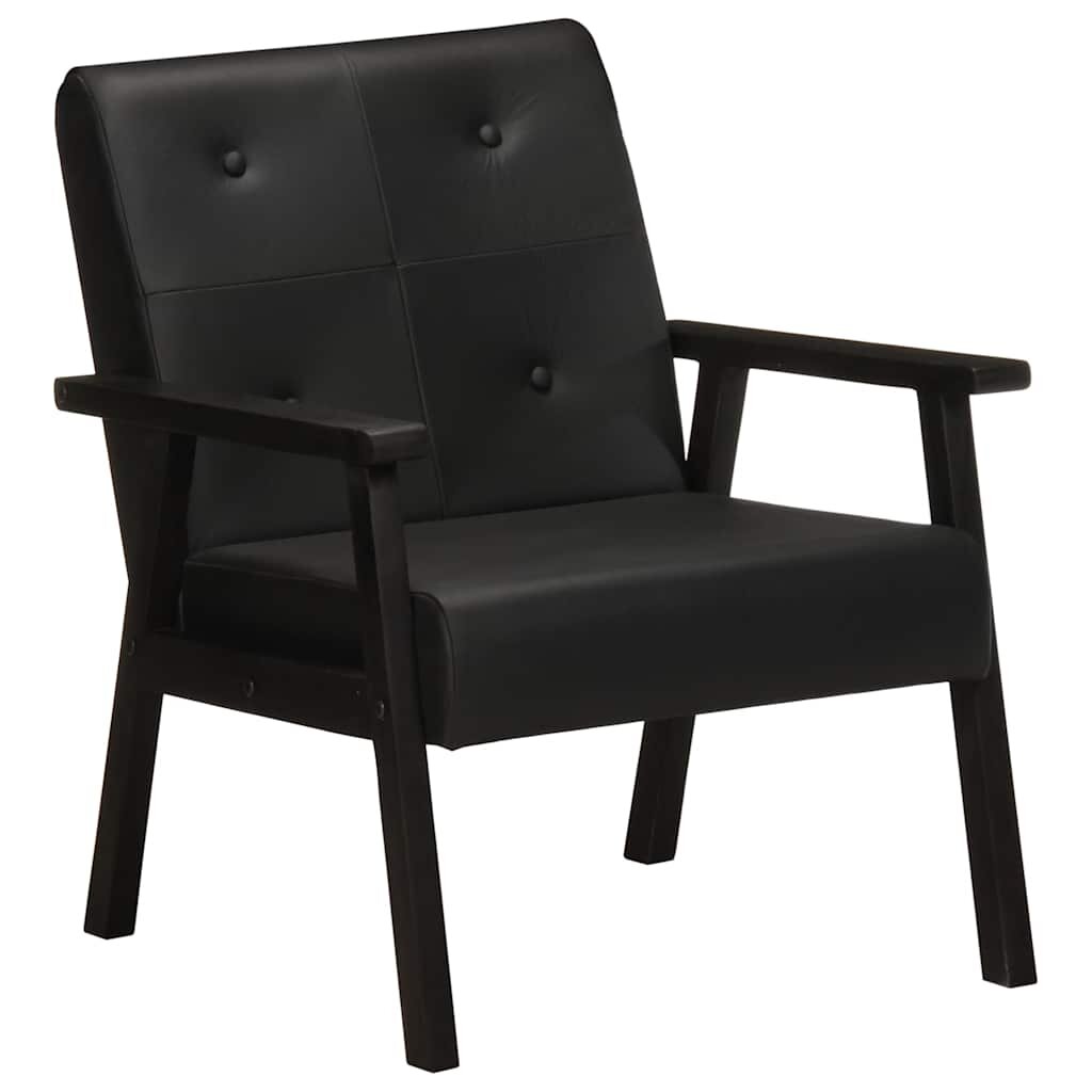 vidaXL Фотьойл черен естествена кожа