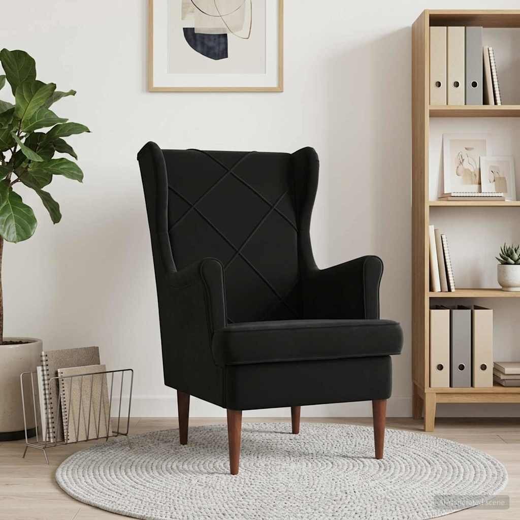 vidaXL фотьойл Черно Кадифе