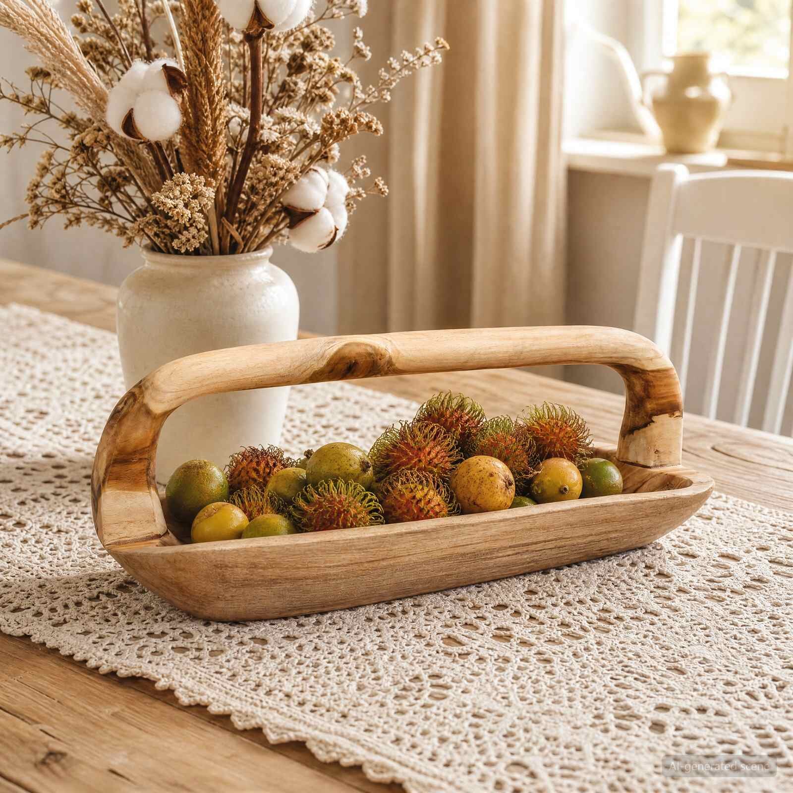 vidaXL Fruit Bowl JEPARA Teak Brown 61 x 21 x 21 cm