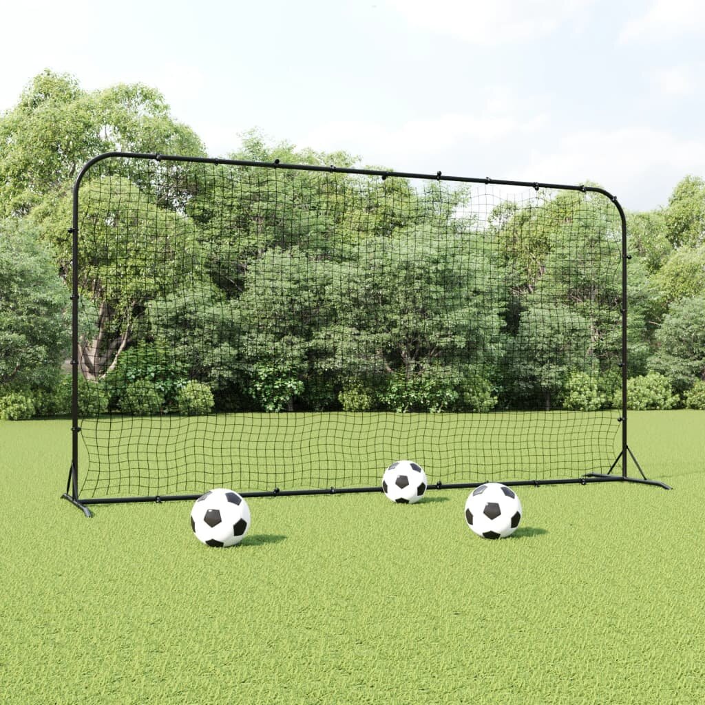 vidaXL Футболна мрежа рикошет черна 366x90x183 см HDPE