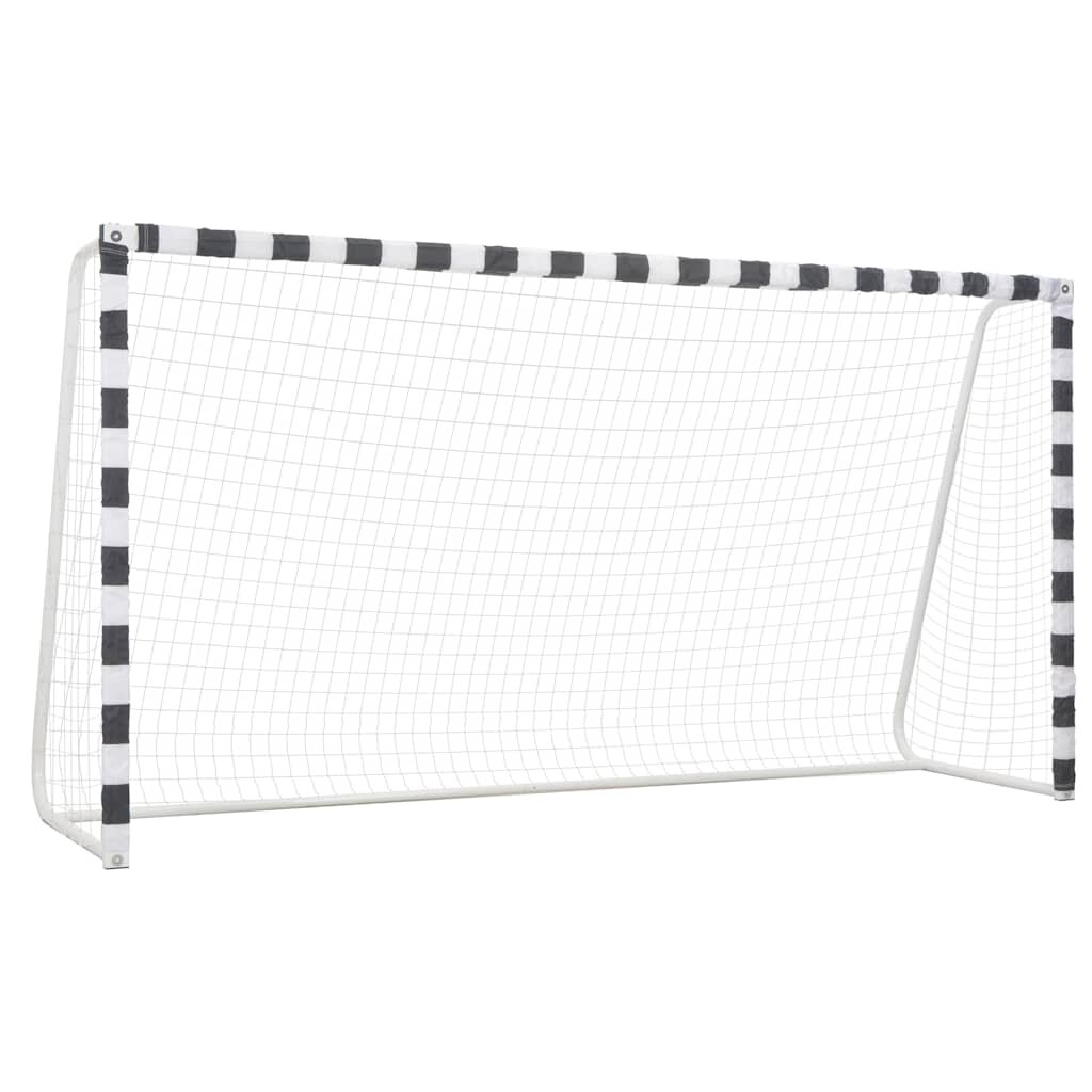 vidaXL Футболна врата 300x160x90 см метал черно и бяло