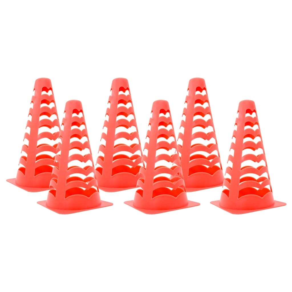 vidaXL Футболни конуси 6 бр стифиращи оранжеви 13x13x225 см