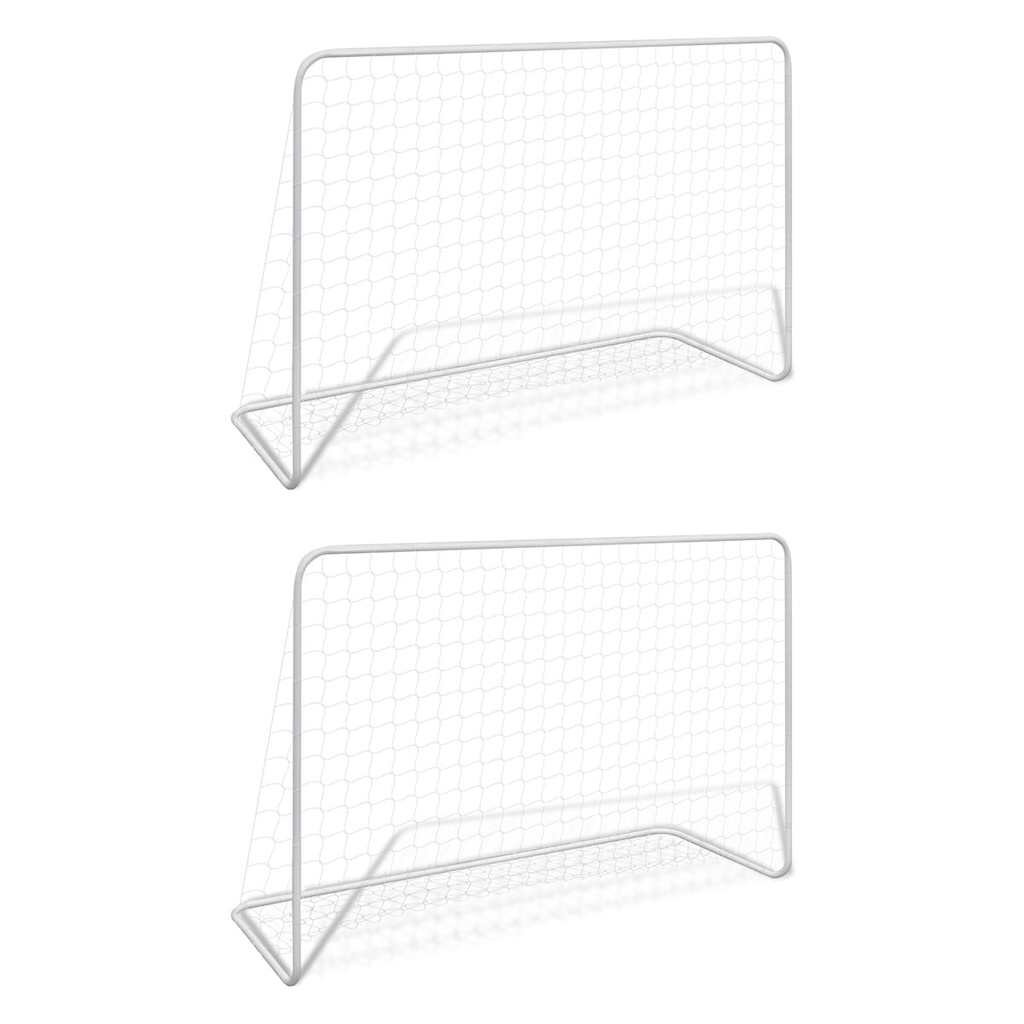 vidaXL Футболни врати 2 бр с мрежи 182x61x122 см стомана бели