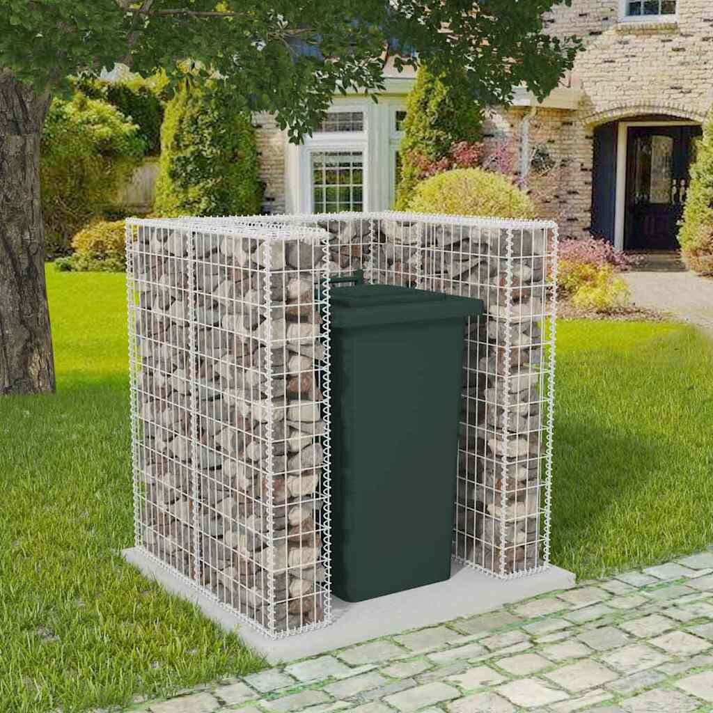 vidaXL Габион ограда за подвижна кофа за смет стомана 110x100x120 cм