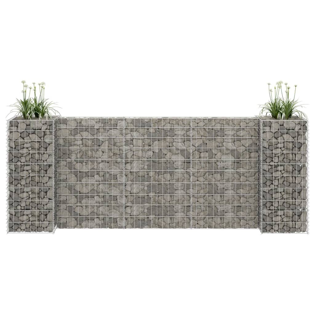 vidaXL Габион плантер Н-образен стоманена тел 260x40x100 cм