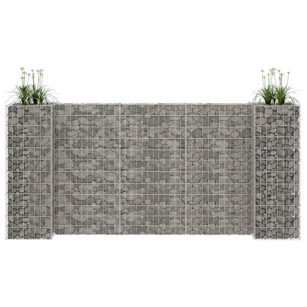 vidaXL Габион плантер Н-образен стоманена тел 260x40x120 cм