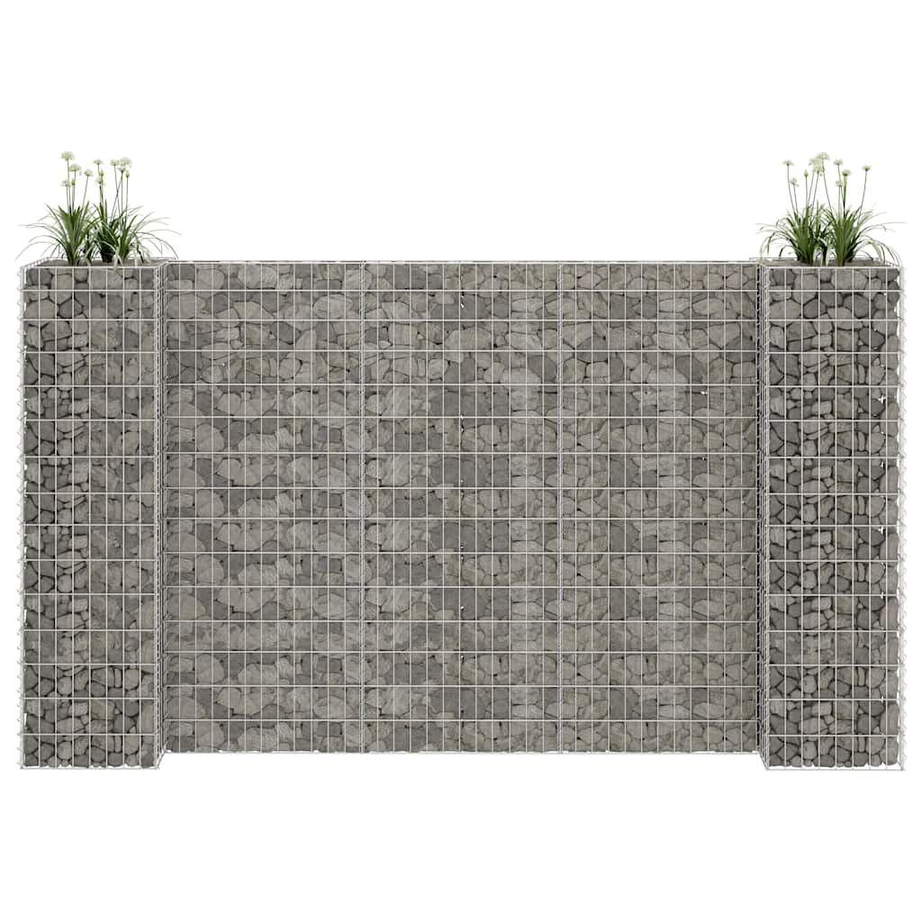 vidaXL Габион плантер Н-образен стоманена тел 260x40x150 cм