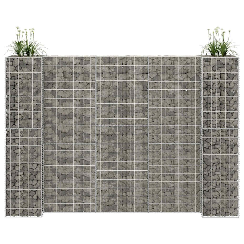 vidaXL Габион плантер Н-образен стоманена тел 260x40x180 cм