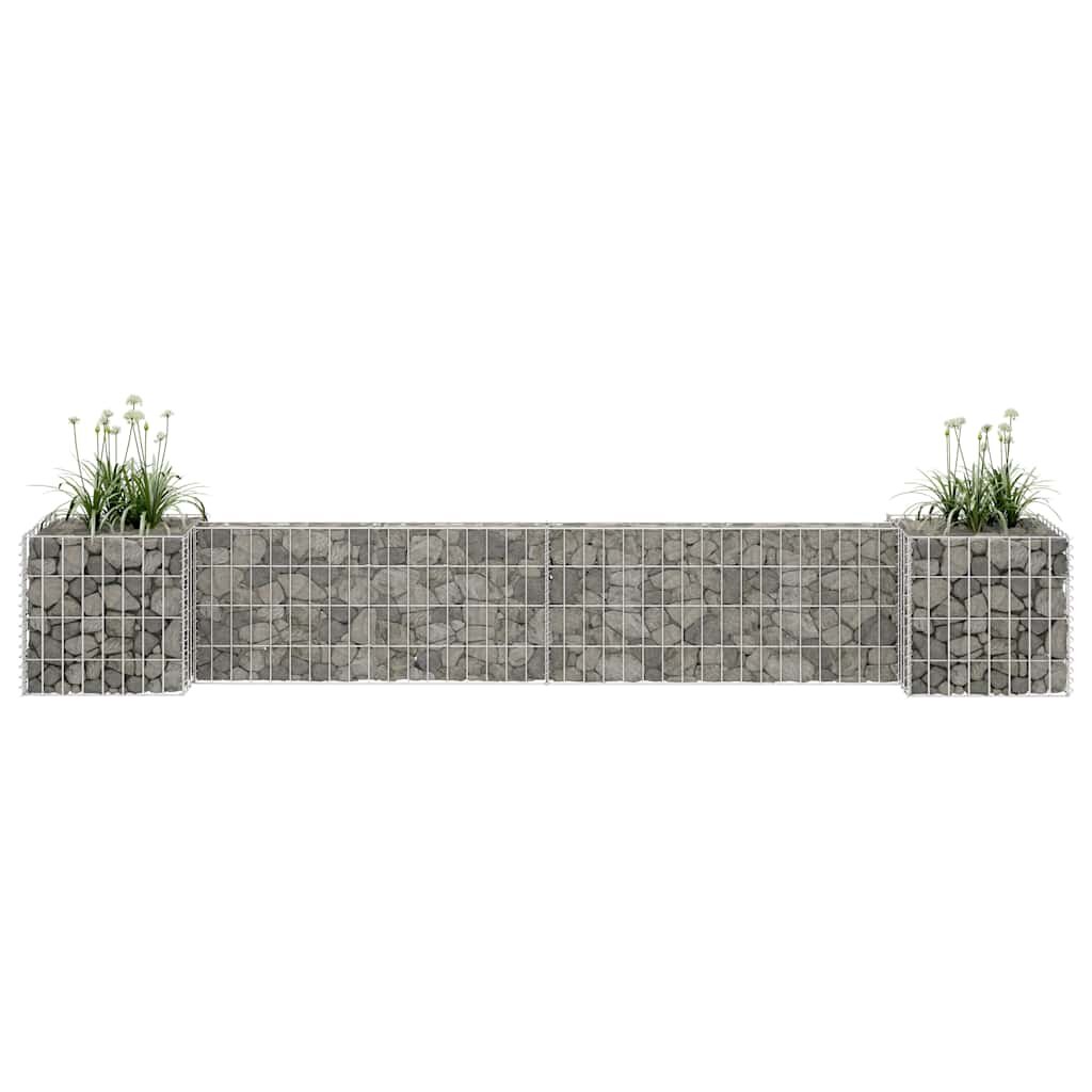vidaXL Габион плантер Н-образен стоманена тел 260x40x40 cм