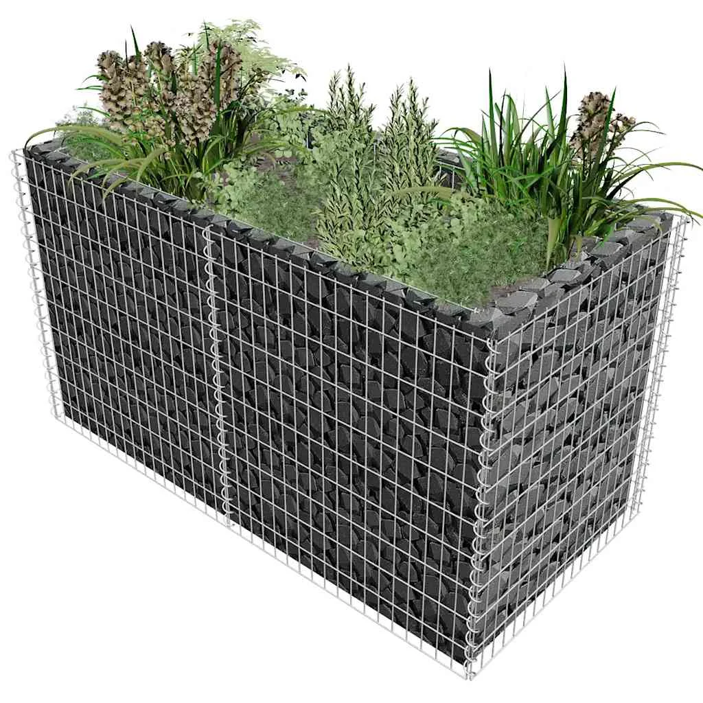 vidaXL Габион повдигната леха стомана 180x90x100 см сребрист