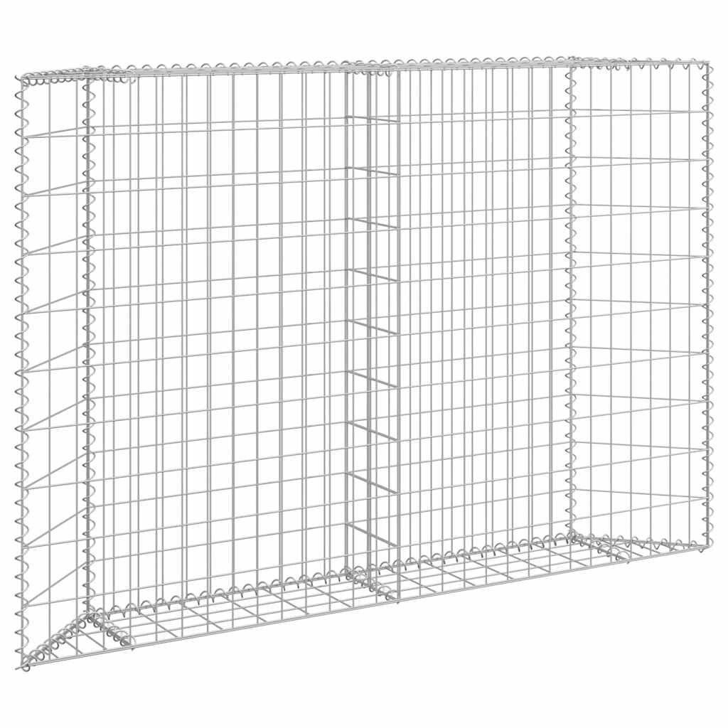 vidaXL Габион повдигната леха трапец поцинкована стомана 150x20x100 см