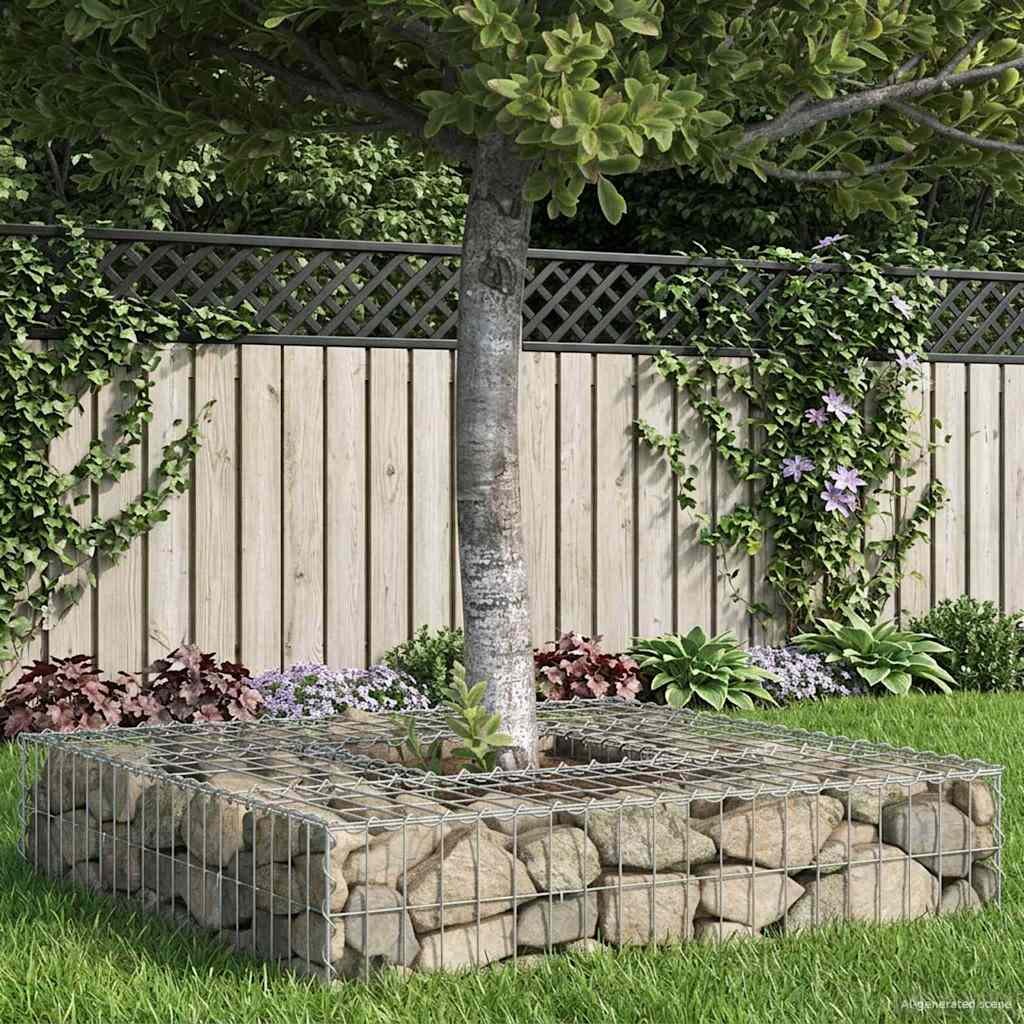 vidaXL Габиона повдигнато легло 100 x 100 x 20 cm Сребрист