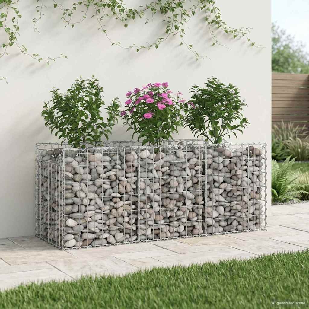vidaXL Габиона повдигнато легло 150 x 50 x 60 см Поцинкована стомана