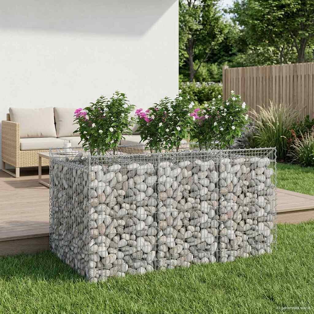 vidaXL Габиона повдигнато легло 2 бр. 150 x 100 x 100 cm Сребристо