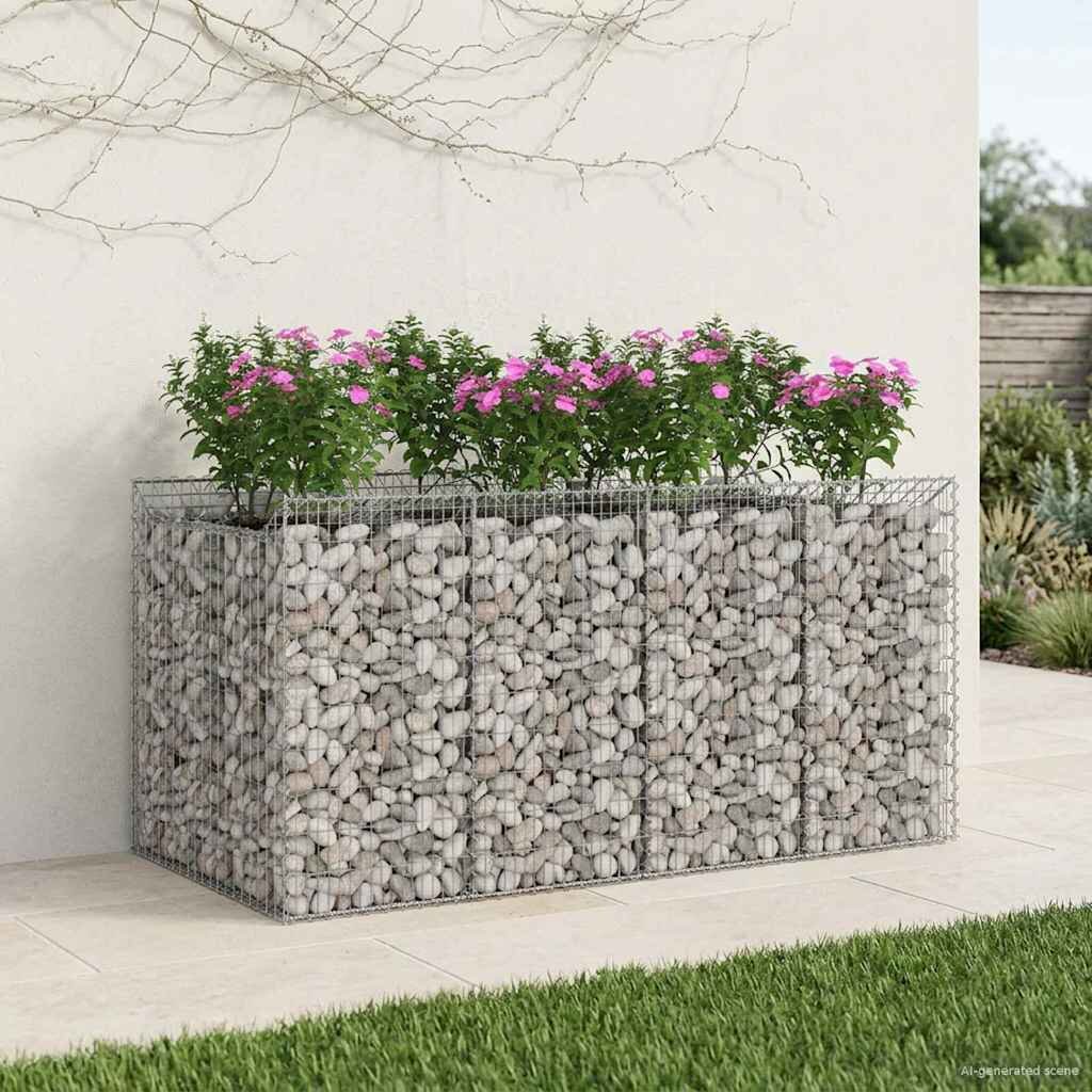 vidaXL Габиона повдигнато легло 2 бр. 200 x 100 x 100 cm Сребристо