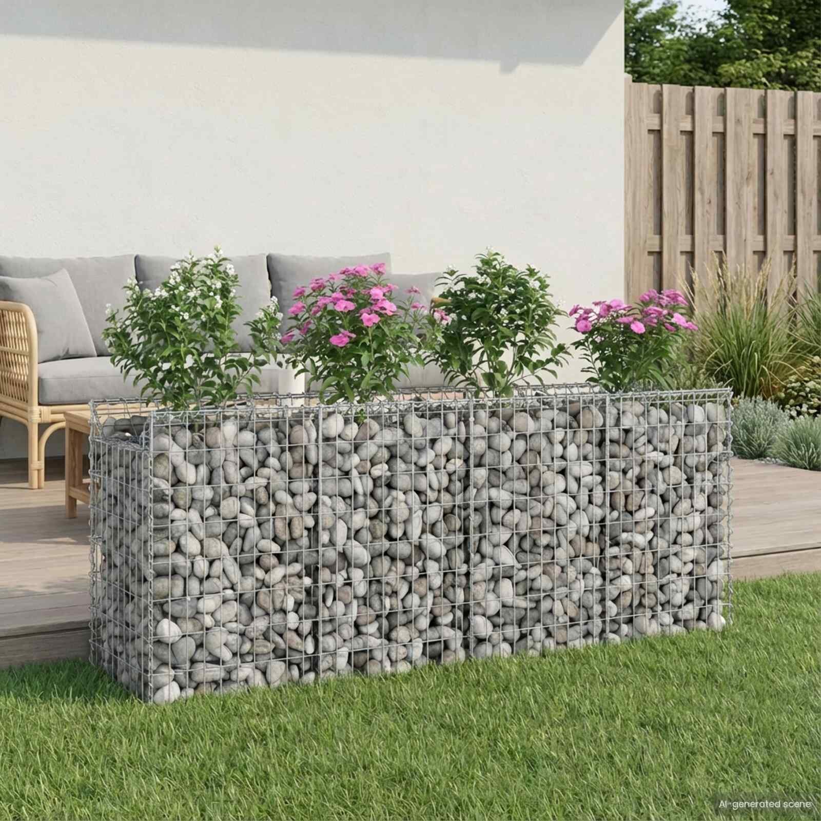 vidaXL Габиона повдигнато легло 2 бр. 200 x 50 x 80 см Сребристо