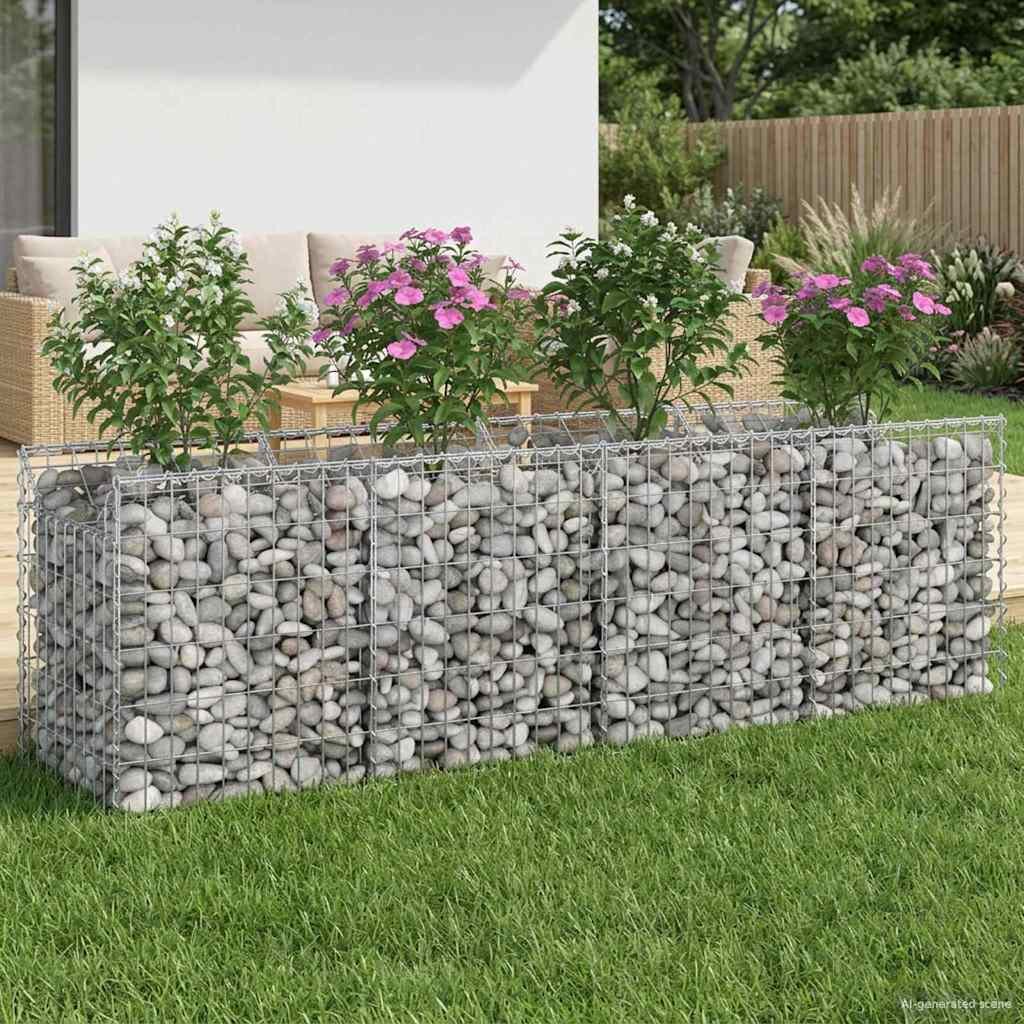 vidaXL Габиона повдигнато легло 200 x 50 x 60 cm Поцинкована стомана