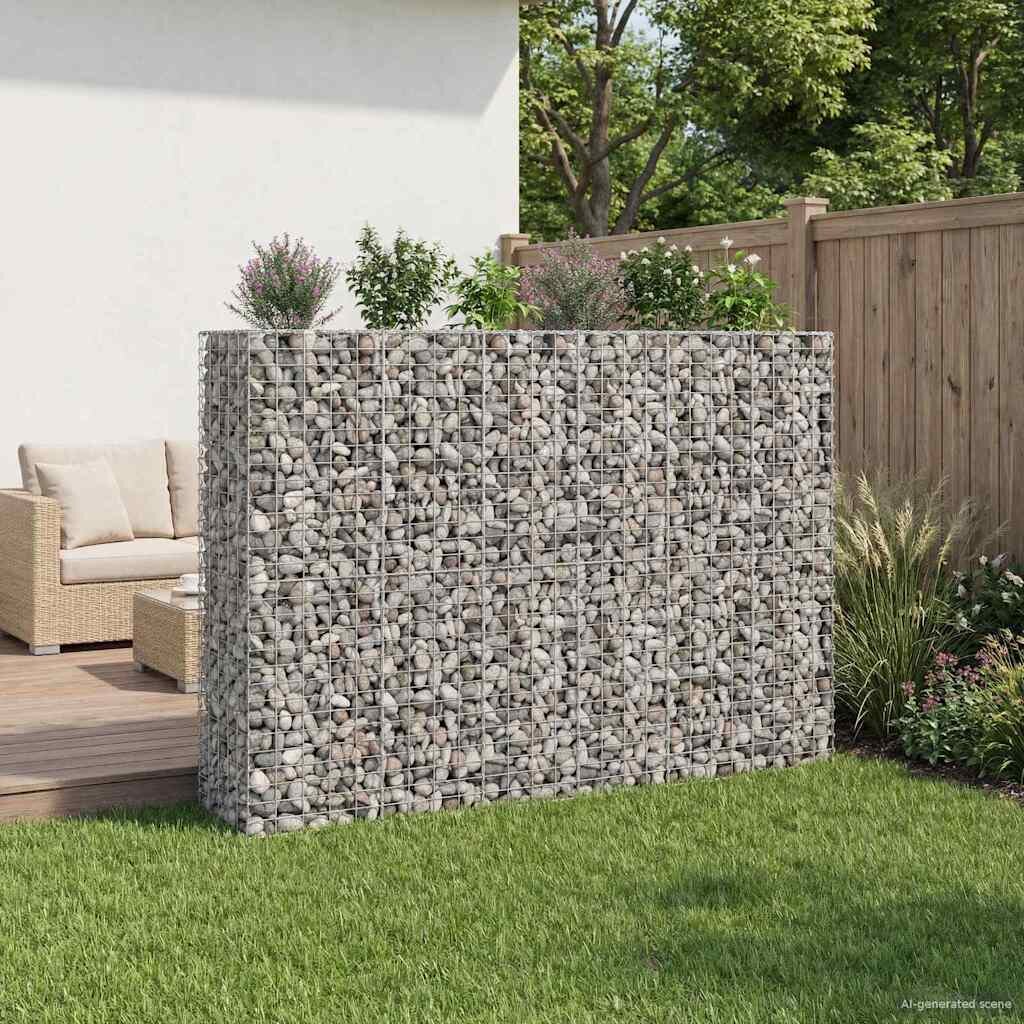 vidaXL Габиона повдигнато легло 3 бр. 250 x 50 x 150 см Сребристо