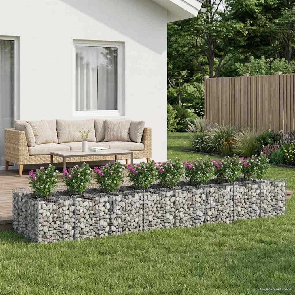 vidaXL Габиона повдигнато легло 3 бр. 400 x 100 x 60 см Сребристо