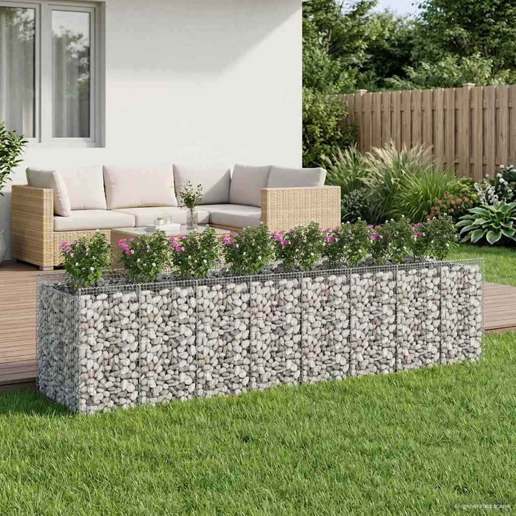 vidaXL Габиона повдигнато легло 4 бр. 400 x 100 x 100 cm Сребристо