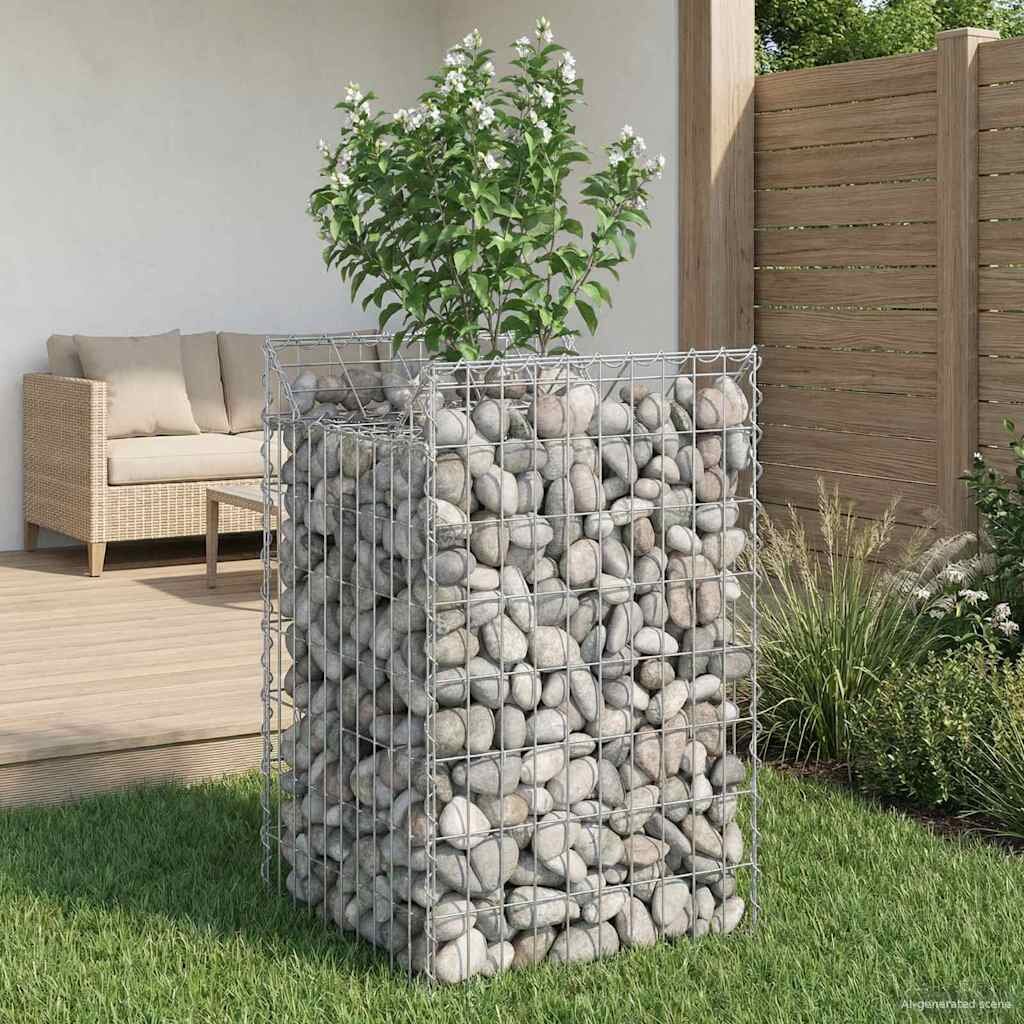 vidaXL Габиона повдигнато легло 50 x 50 x 80 cm Поцинкована стомана