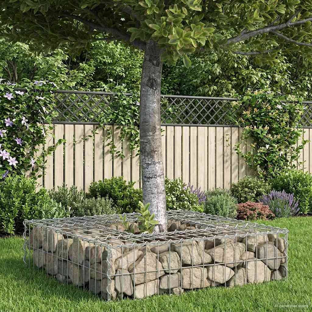 vidaXL Габиона повдигнато легло 80 x 80 x 20 cm Галванизирана стомана