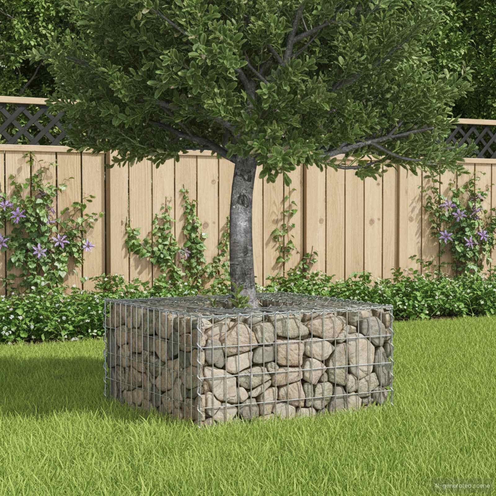 vidaXL Габиона повдигнато легло 80 x 80 x 40 cm Галванизирана стомана