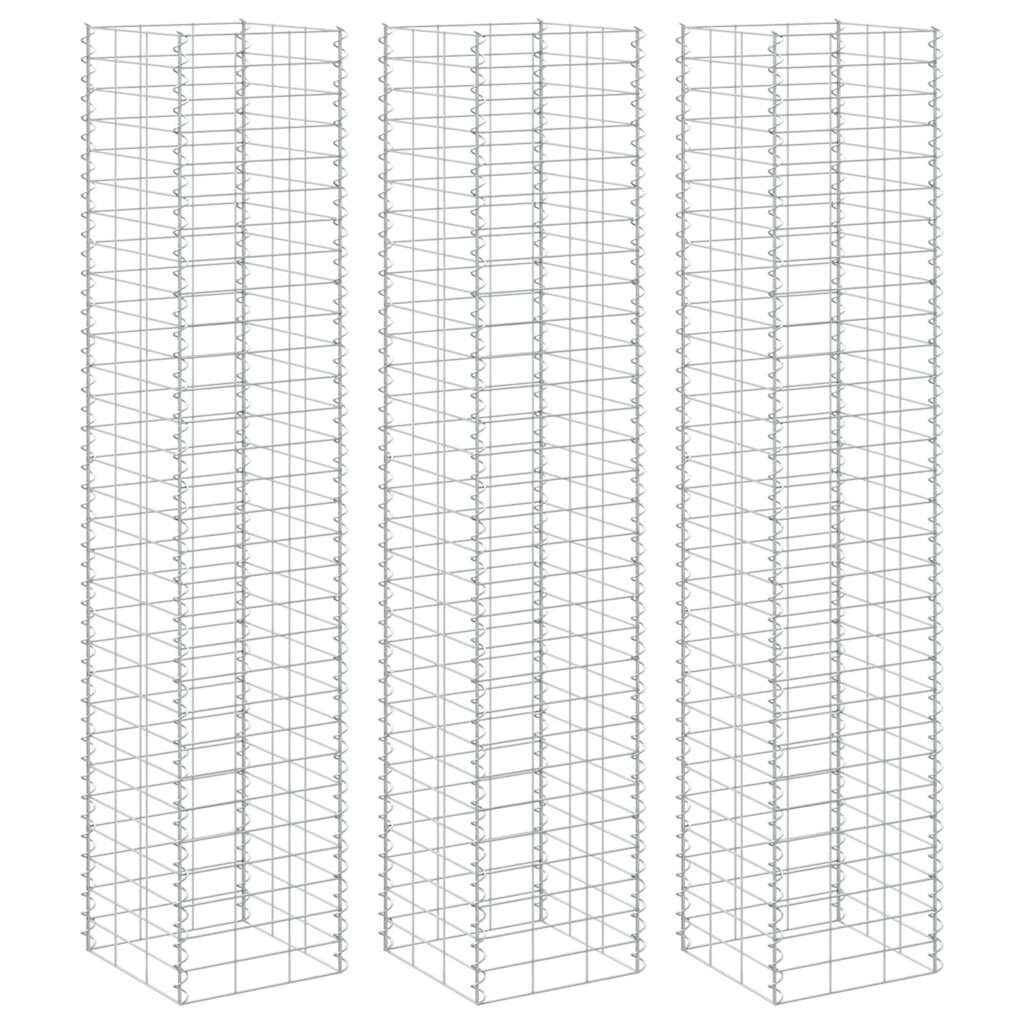 vidaXL Габиони повдигнати лехи 3 бр 30x30x200 см желязо