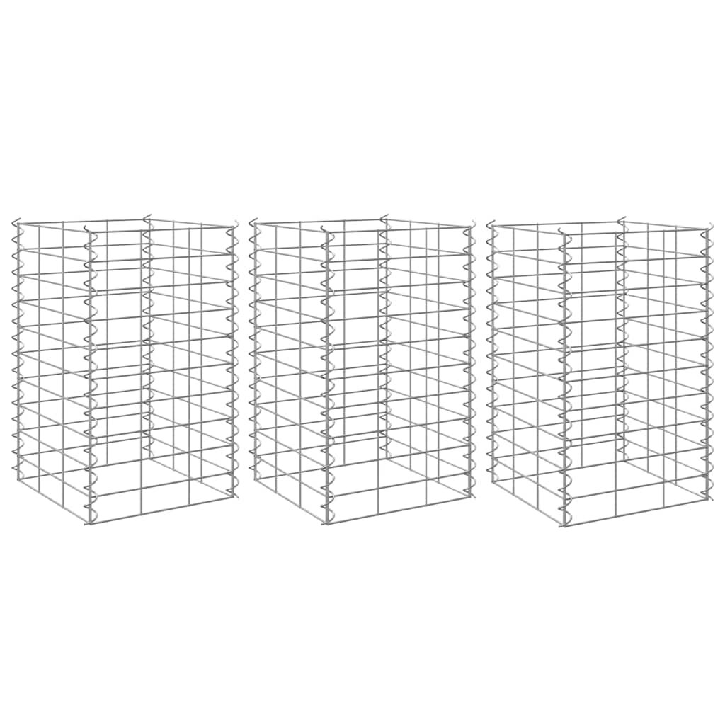 vidaXL Габиони повдигнати лехи 3 бр 30x30x50 см желязо