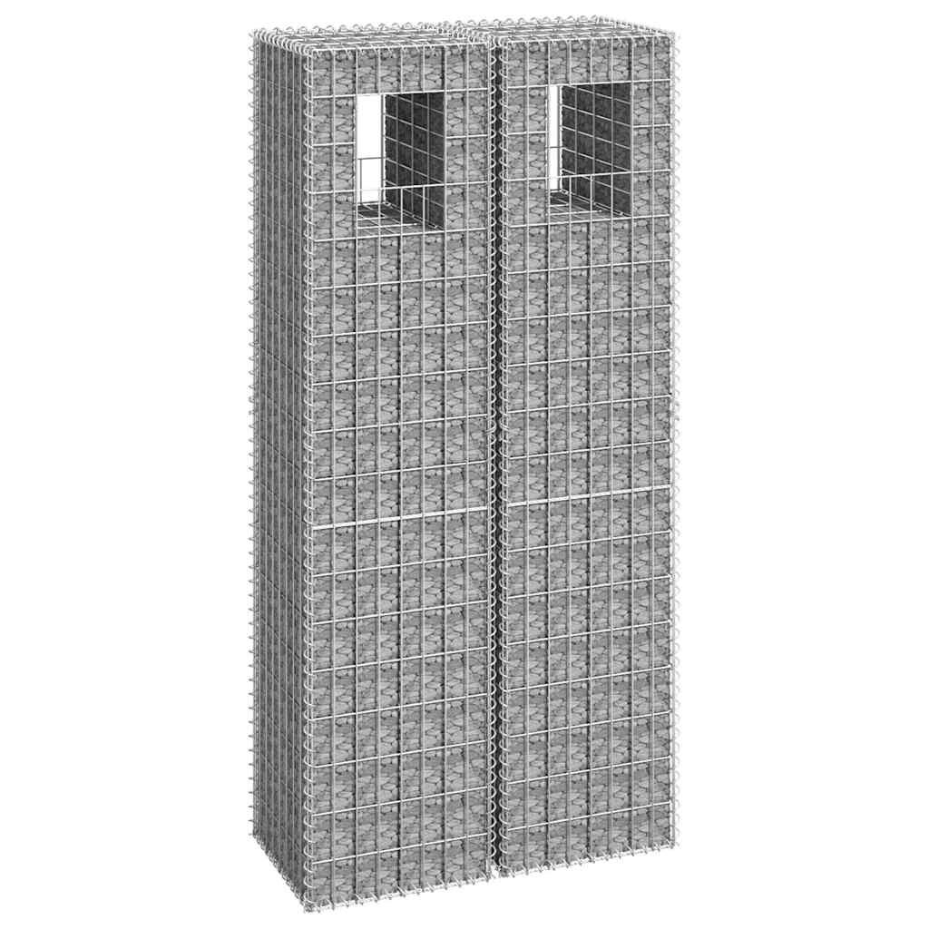 vidaXL Габионна кошница стълб 2 бр 40x40x180 cм желязо
