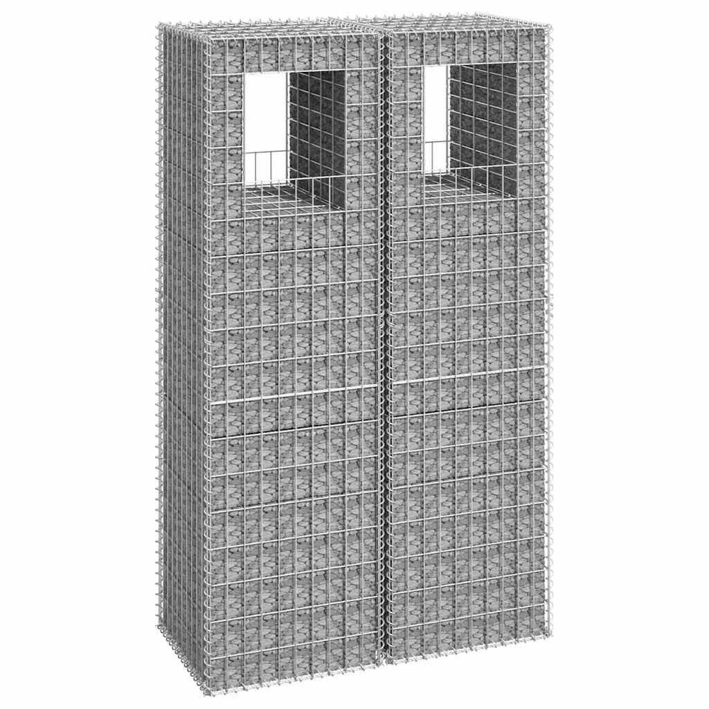 vidaXL Габионна кошница стълб 2 бр 50x50x180 cм желязо