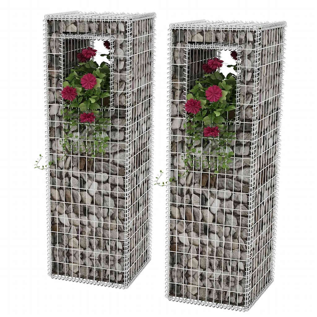 vidaXL Габионна кошница стълб / плантер 2 бр стомана 50x50x160 cм
