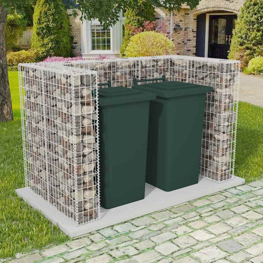 vidaXL Габионна ограда за две кофи за смет стомана 180x100x120 cм