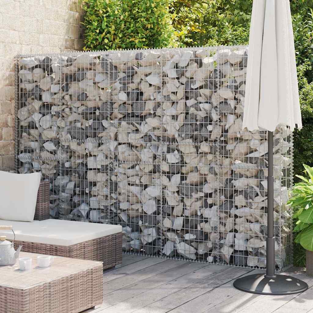vidaXL Габионна стена с капаци поцинкована стомана 300x30x200 см
