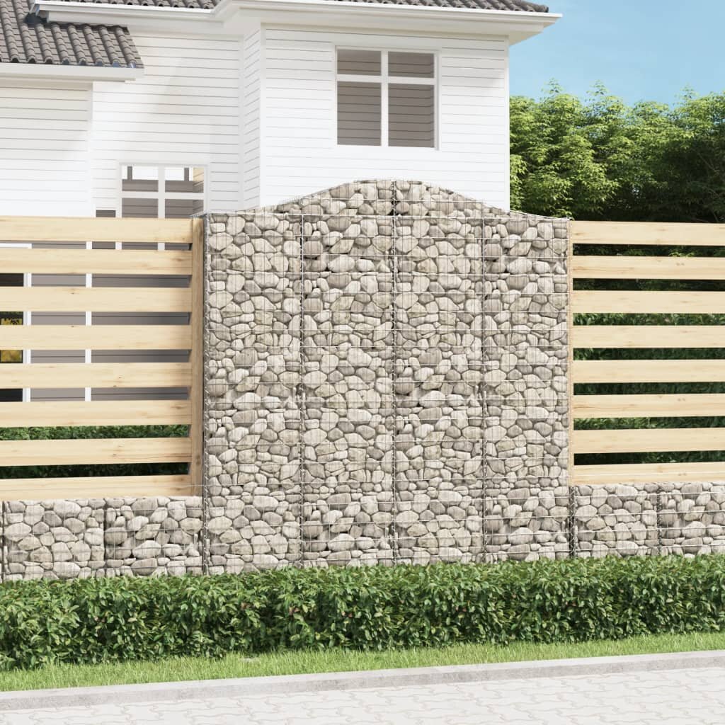 vidaXL Габионни кошници арка 3 бр 200x30x220/240 см поцинковано желязо