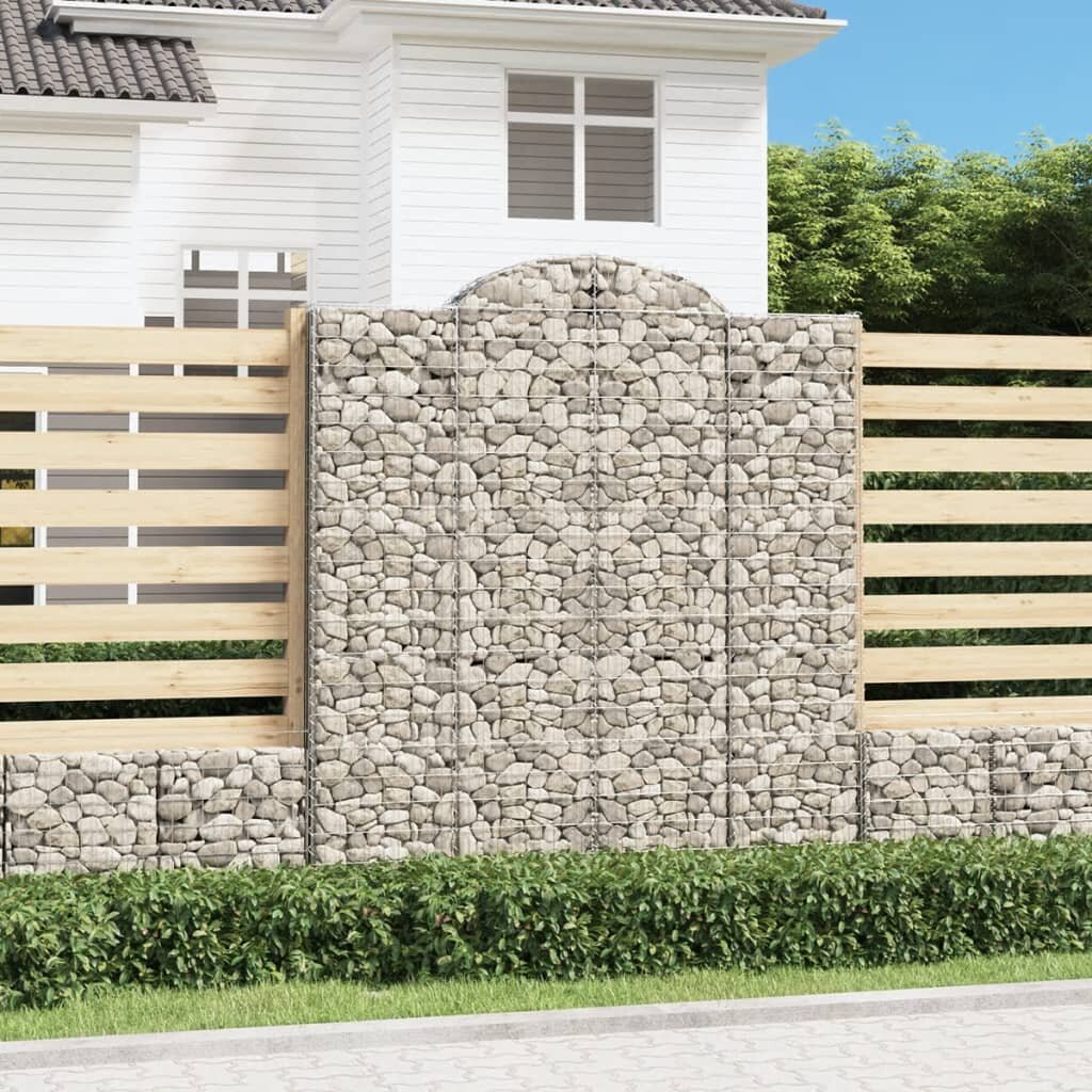 vidaXL Габионни кошници арка 3 бр 200x50x220/240 см поцинковано желязо