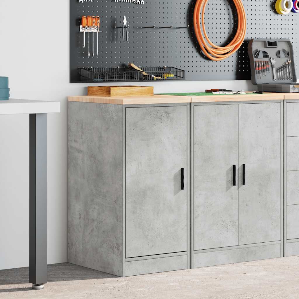 vidaXL Гаражен шкаф за съхранение бетонно сив 40x51x85 см бор масив