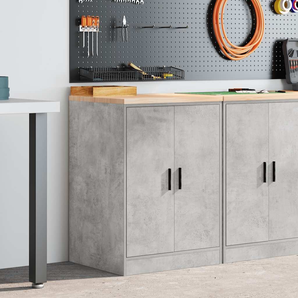 vidaXL Гаражен шкаф за съхранение бетонно сив 60x51x85 см бор масив