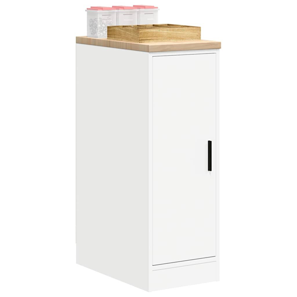 vidaXL Гаражен шкаф за съхранение бял 30x51x85 см бор масив
