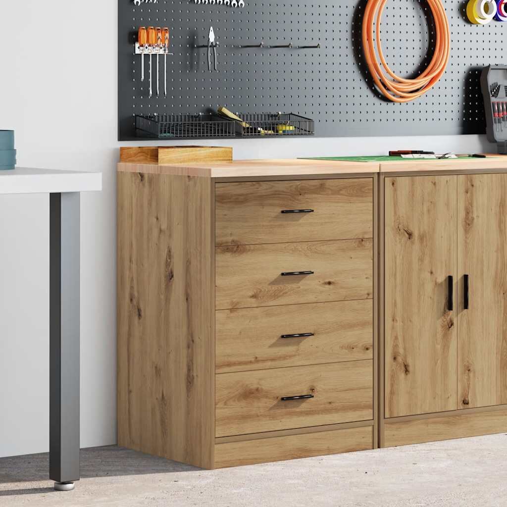 vidaXL Гаражен шкаф за съхранение дъб артизан 60x51x85 см бор масив