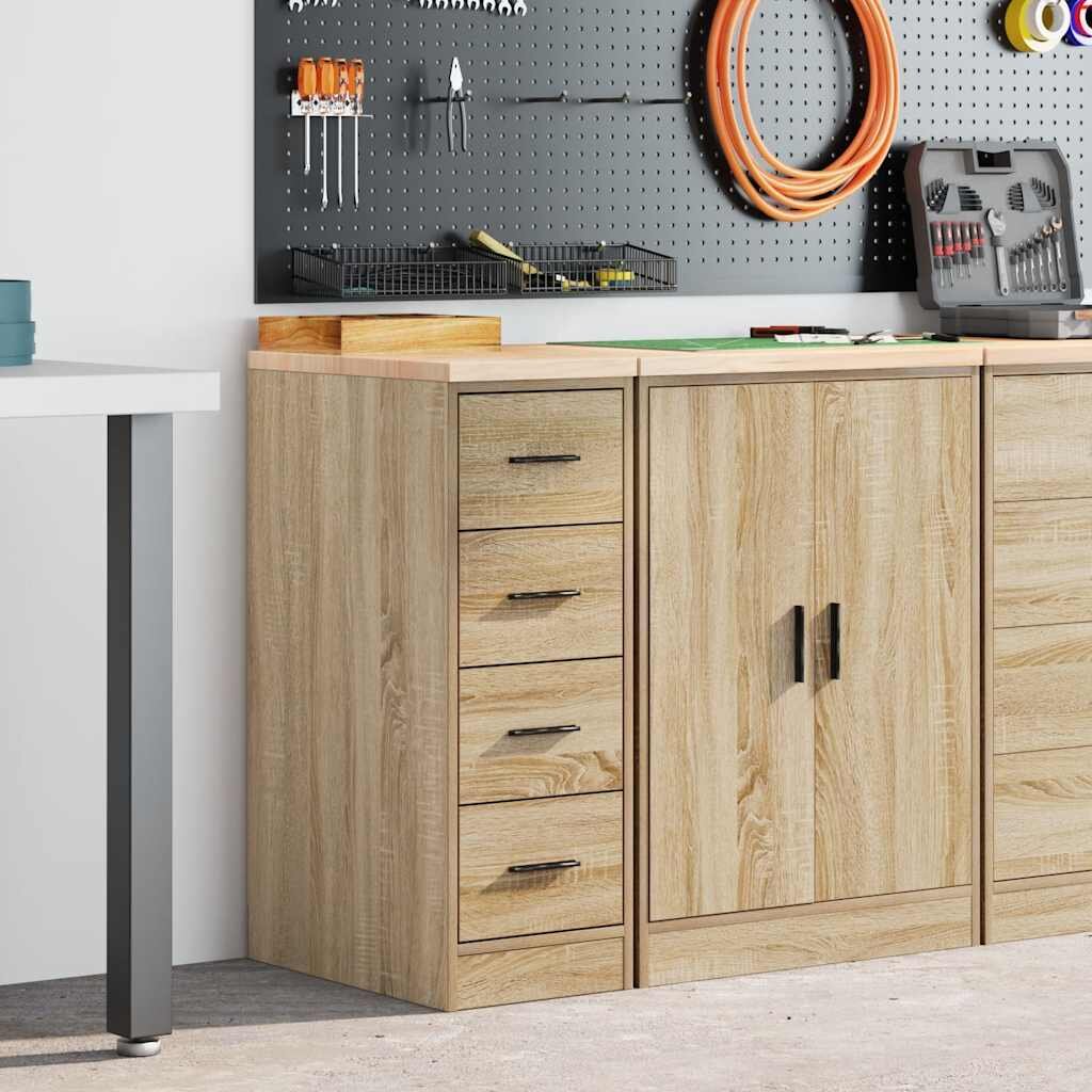 vidaXL Гаражен шкаф за съхранение дъб сонома 30x51x85 см бор масив