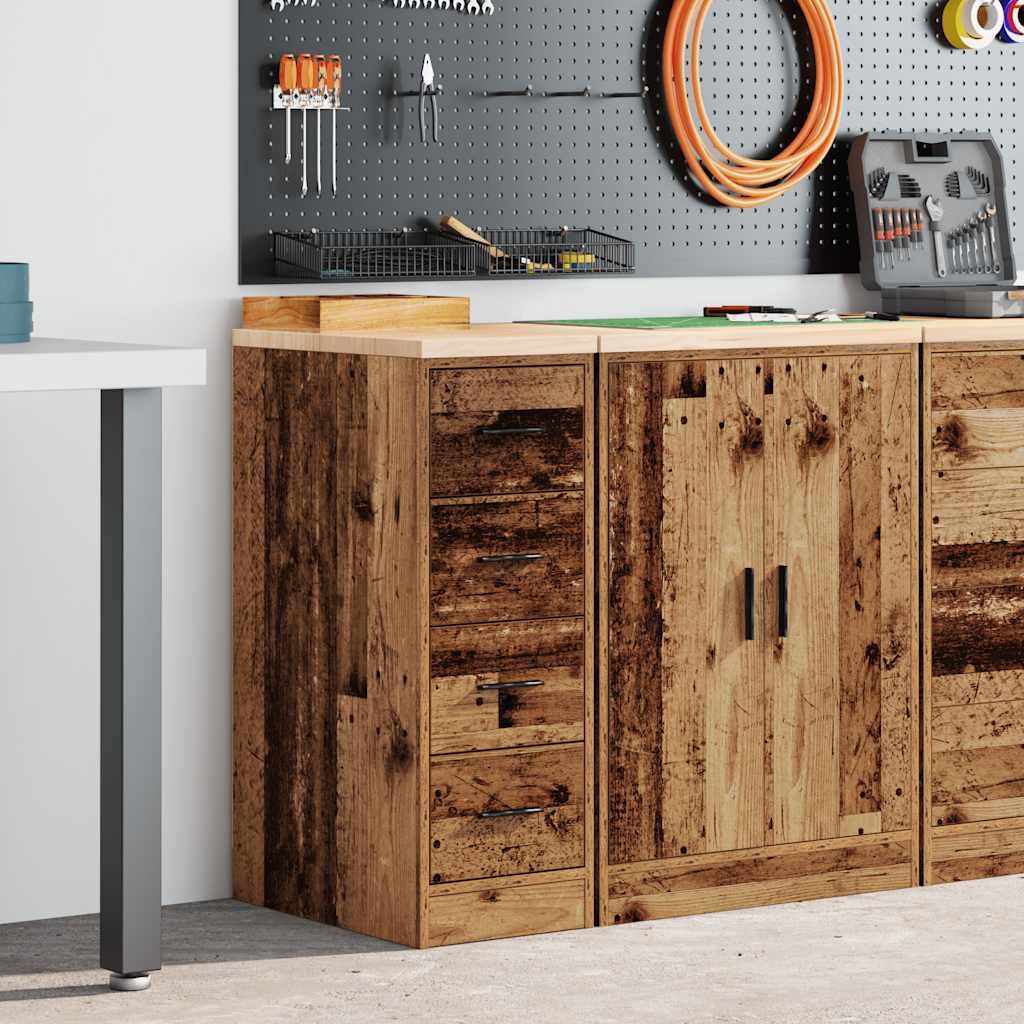 vidaXL Гаражен шкаф за съхранение старо дърво 30x51x85 см бор масив