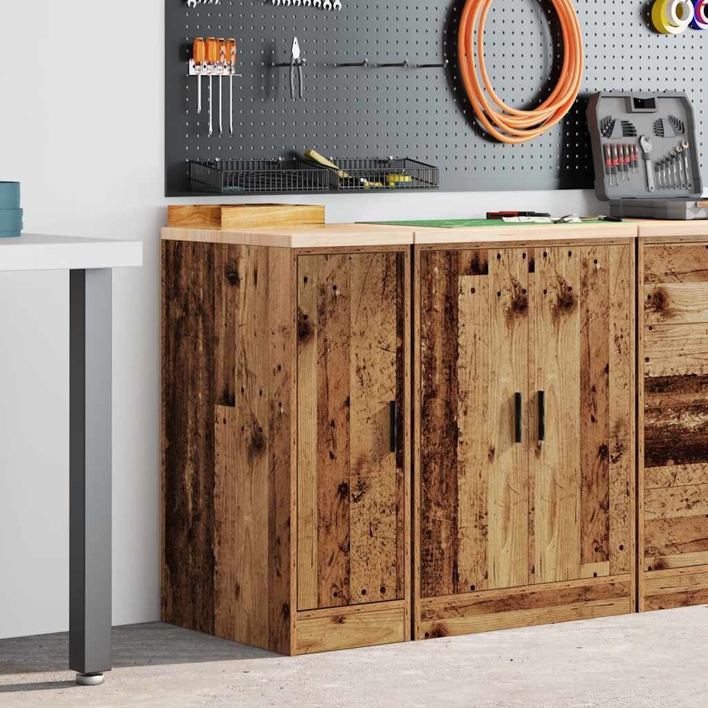 vidaXL Гаражен шкаф за съхранение старо дърво 30x51x85 см бор масив
