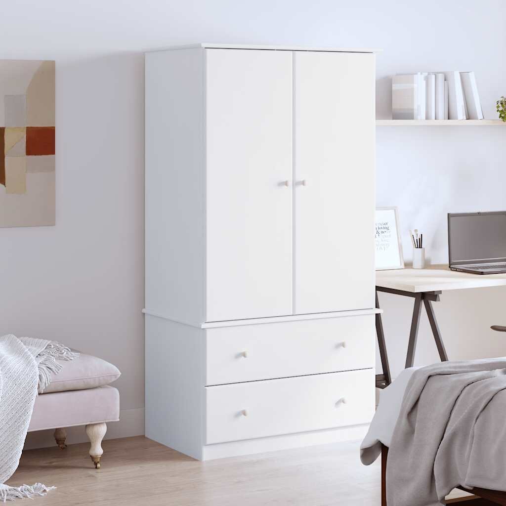 vidaXL Гардероб ALTA бял 90x55x170 см бор масив
