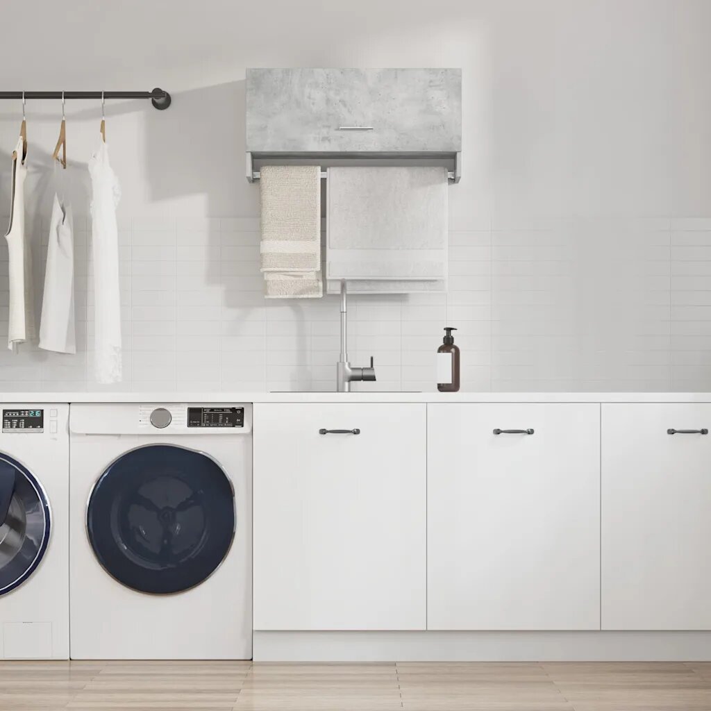 vidaXL Гардероб бетонно сив 70x325x35 см инженерно дърво