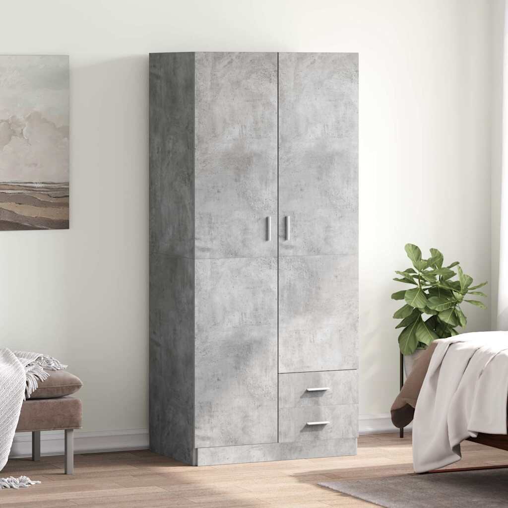 vidaXL Гардероб бетонно сив 80x52x180 см инженерно дърво