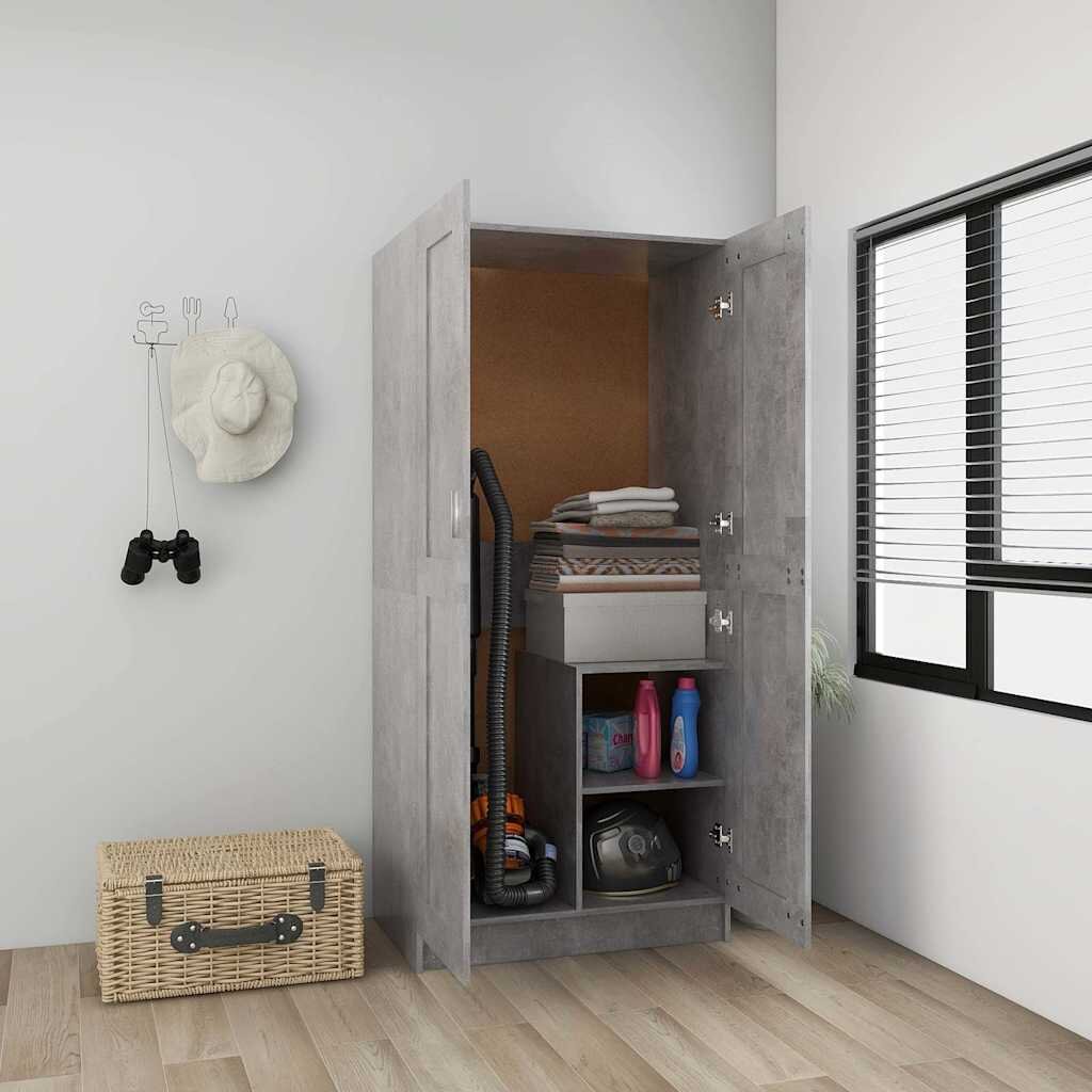 vidaXL Гардероб бетонно сив 825x515x180 см инженерно дърво
