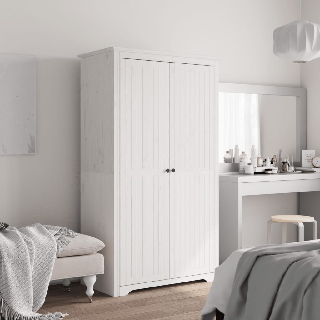 vidaXL Гардероб BODO бял 99x535x173 см бор масив