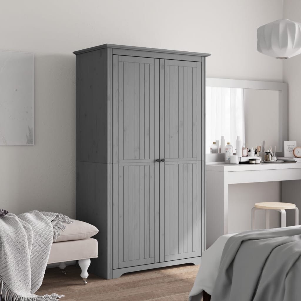 vidaXL Гардероб BODO сив 99x535x173 см бор масив